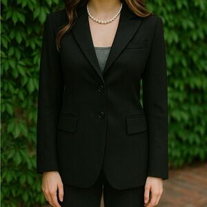 THEORY Black Wool Blend Riding Blazer, XS